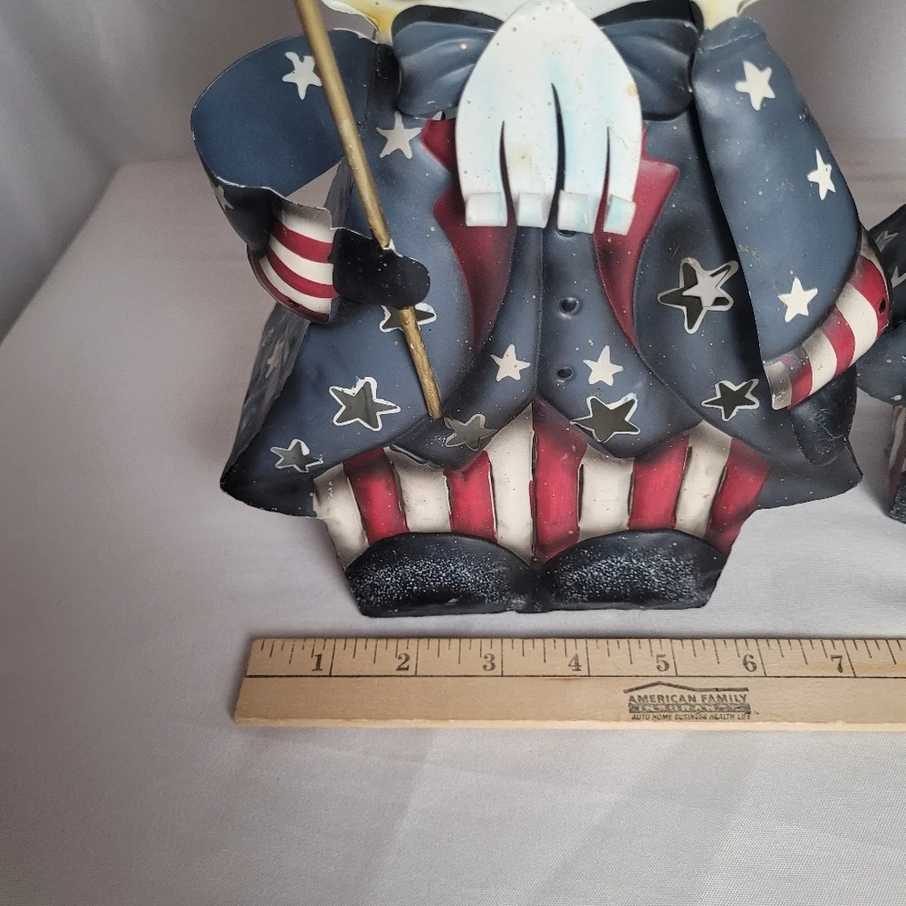 July 4th Americana Patriotic Uncle Sam Candle Holder Tin Lot